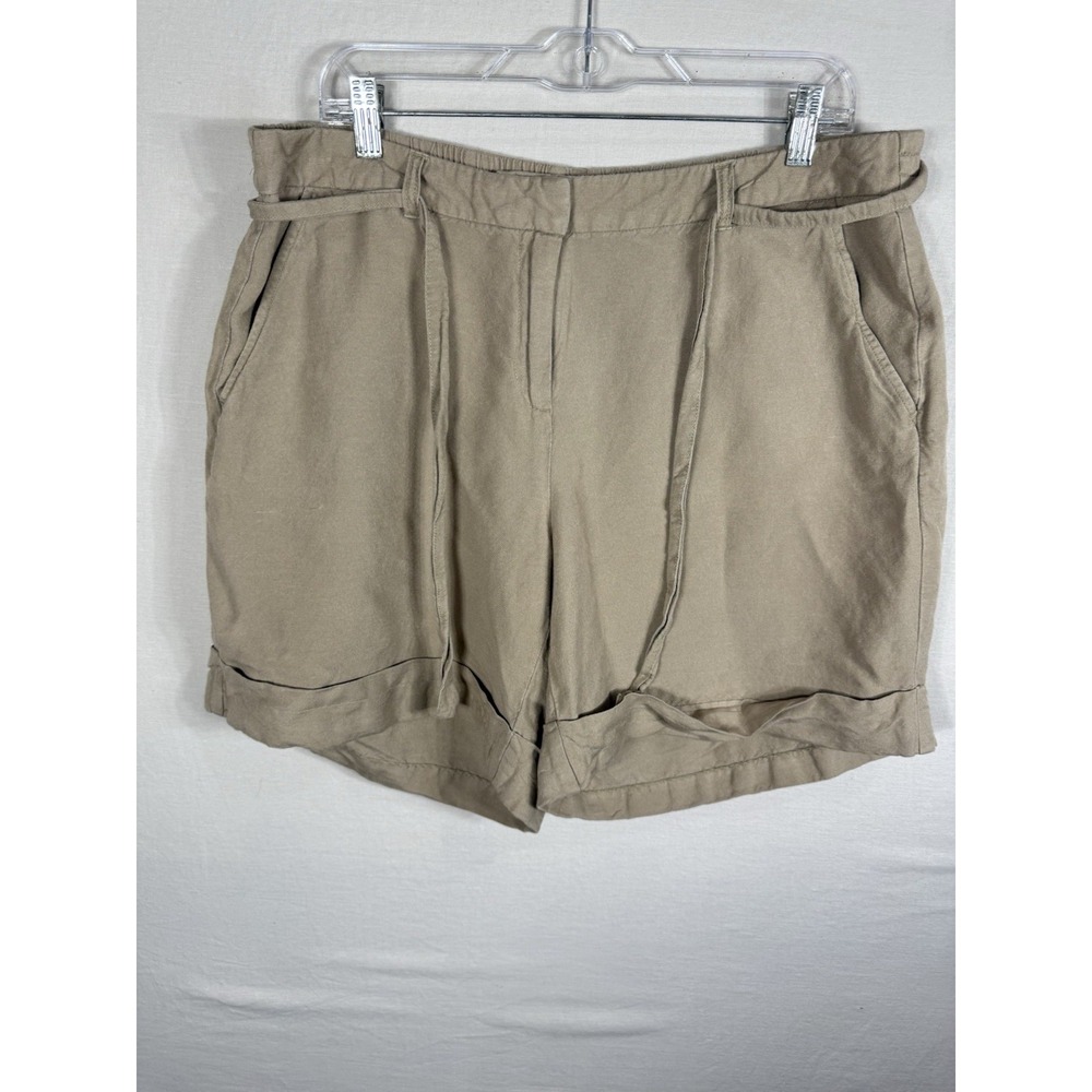 Lane Bryant Linen Blend Shorts Womens 14/16 Beige  Casual Pockets